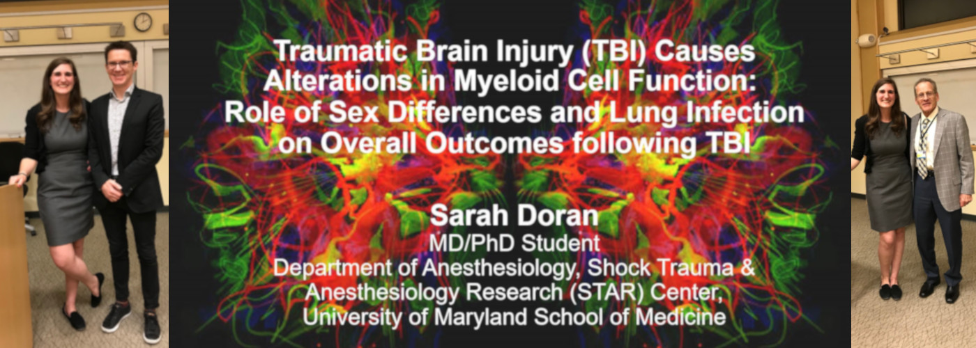 Picture of MSTP student Sarah Doran from her thesis defense for her PhD